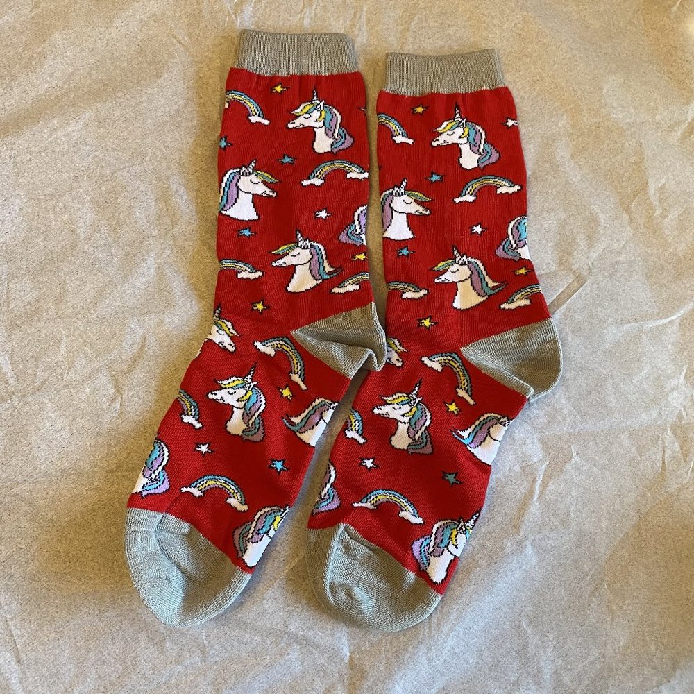 Happypop Women's Unicorn red socks (*NIP)